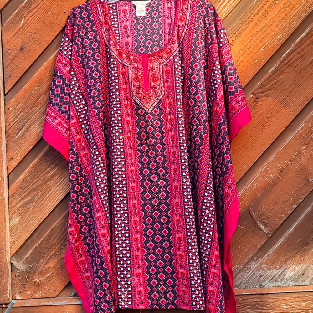 Like New Beautiful Gypsie Blu Caftan Dress Beach Coverup/ Sundress Maxi MuMu